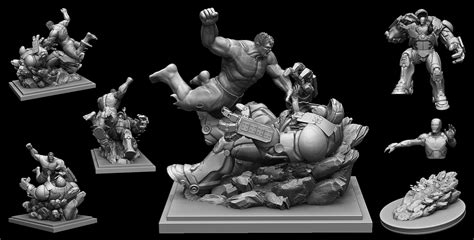 HULK VS. HULKBUSTER STATUE - 3D PRINT on Behance