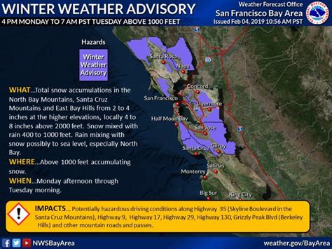 Winter Weather Advisory 2/4/19 - Everything Danville, California!