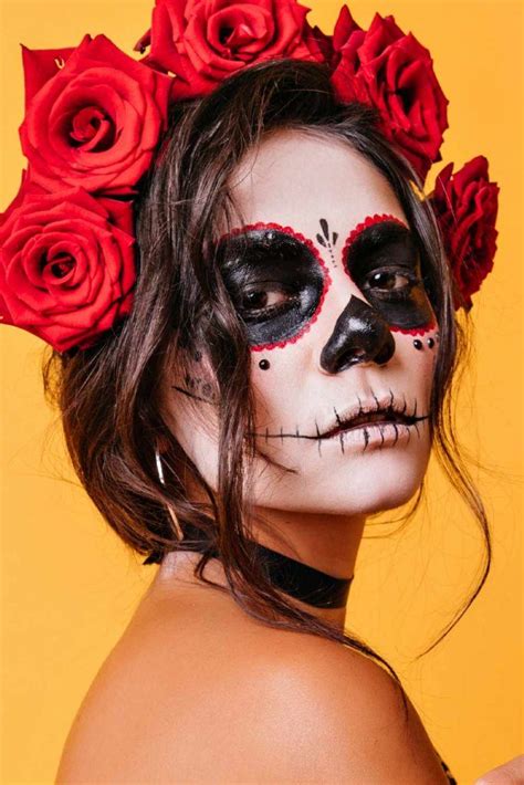 Red White And Black Sugar Skull Makeup | Saubhaya Makeup