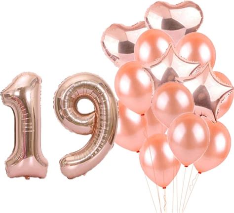 19th Birthday Decorations Party Supplies,19th Birthday Balloons Rose Gold,Number 19 Mylar ...