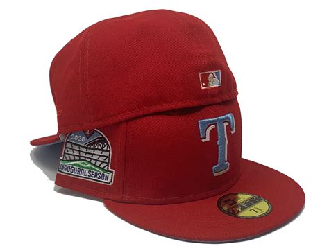 Red Texas Rangers Inaugural Season Custom New Era Fitted Hat – Sports ...