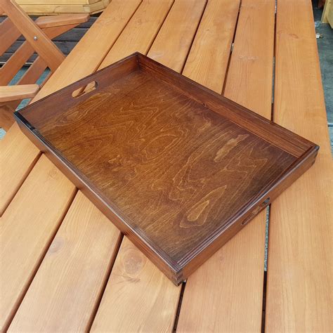 Wooden Serving Tray 60 cm x 40 cm x 6 cm in Brown Color | Wooden ...