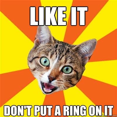 like it don't put a ring on it - Bad Advice Cat - quickmeme