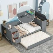 Twin Size Dark Black Metal Day Bed (Daybed) Frame & Pop Up Trundle (39'' Twin Size) - Walmart.com
