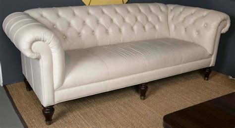 Cream Leather Chesterfield Sofa For Sale at 1stdibs