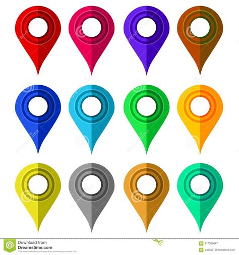 Set of Colorful Markers. Map Marker Icons. Flat Design Stock Vector - Illustration of mark ...