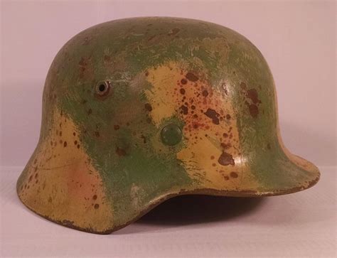 Original WW2 German M40 Camo Helmet Named and Inscribed - No Reserve ...