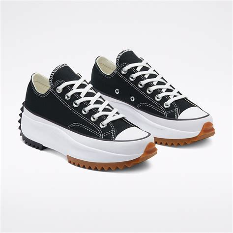 Converse Run Star Hike Low Top Black White Platform Wedge Club Kick w ...