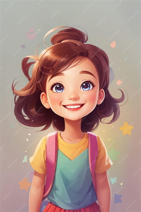 Premium AI Image | Cheerful girl is happy funny positive children smile cartoon character hand ...