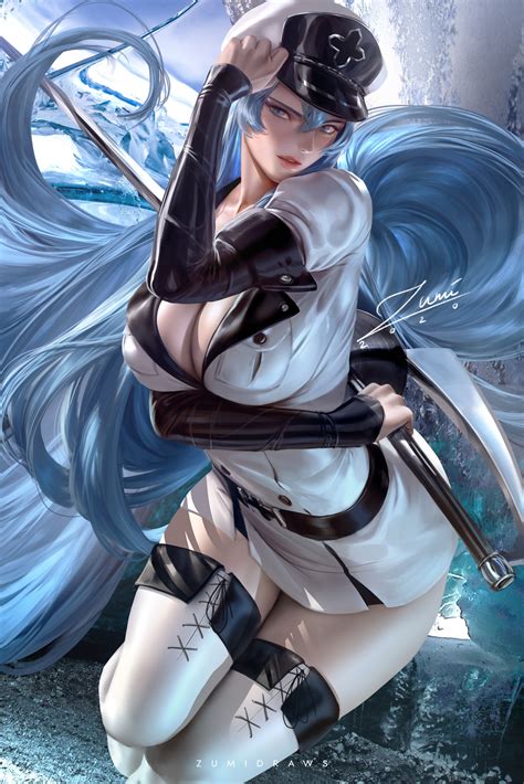 Wallpaper : Esdeath Akame Ga Kill, Akame ga Kill, anime girls, fantasy girl, blue hair, long ...