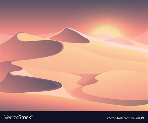 Desert sunset landscape with sand dunes Royalty Free Vector