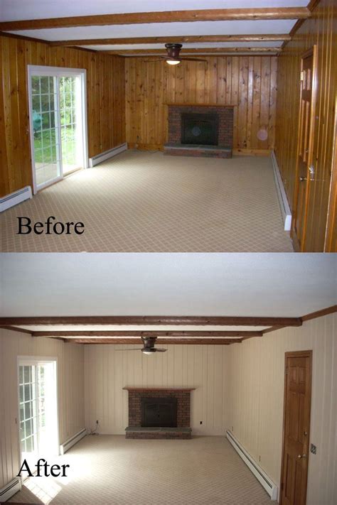 Before and after: Old wall paneling primed and painted. spencerpainting ...