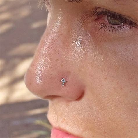 Teeny Tiny Nose Stud , Crystal Nose Piercing, Sterling Silver Nostril ...