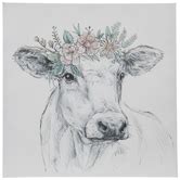 Wall Decor - Spring Shop | Hobby Lobby in 2020 | Cow canvas, Cow drawing, Flower crown drawing