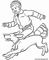 Boy Running With His Dog E3cb Coloring Page Printable sketch template
