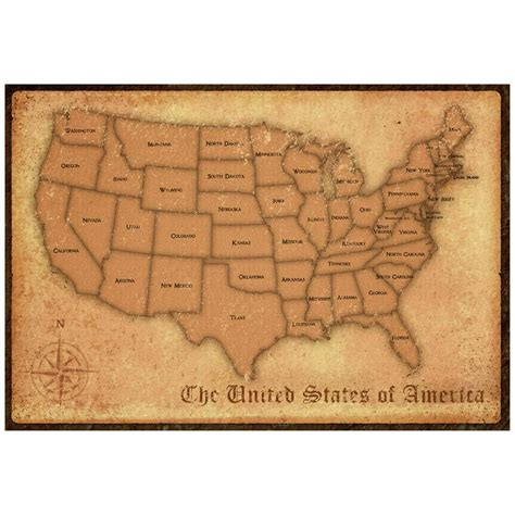 United States Vintage Style Map Poster - 19x13 - Walmart.com - Walmart.com