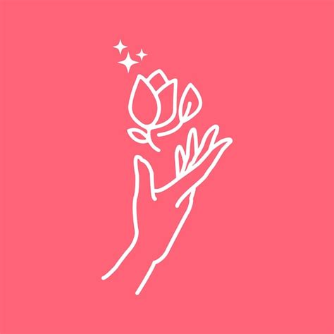 Premium Vector | Vintage logo design templates in trendy linear minimal style hands with rose on ...