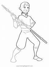 Aang With Stick Coloring Page For Kids  Free Avatar The Last Airbender sketch template