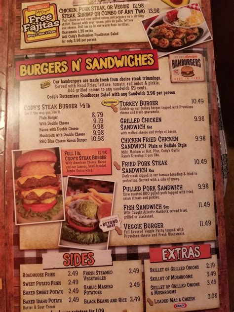 Menu at Cody's Original Roadhouse - Crystal River steakhouse, Crystal River