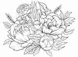 Coloring Page With Peonies And Leaves Vector For coloring Flower  sketch template