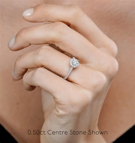 Reina GIA Diamond Halo Engagement Ring in 18K White Gold 1.10ct G/SI2