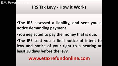 IRS Tax Levy - How it Works - YouTube