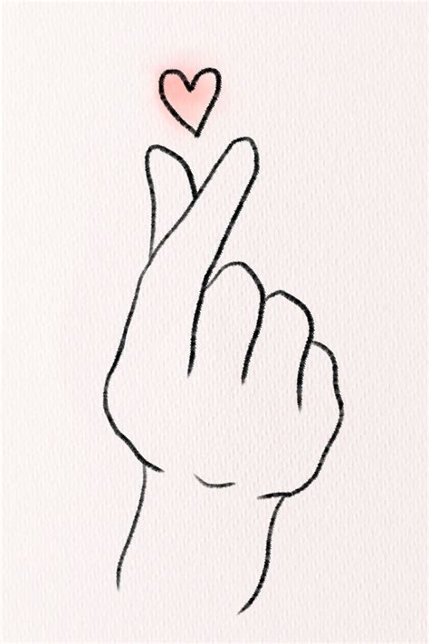 Download premium illustration of Mini heart hand sign in black and white by Adjima about finger ...