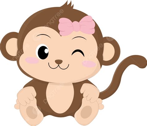 Monkey Cute, Monkey Sticker, Monkey Lover, Monkey Girl PNG and Vector with Transparent ...