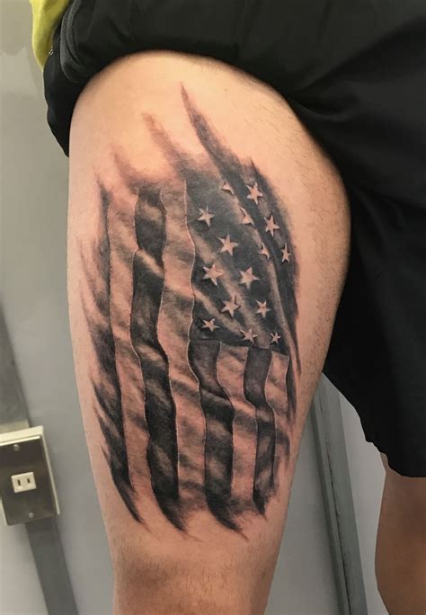 American flag black and gray | Flag tattoo, Black tattoos, White tattoo