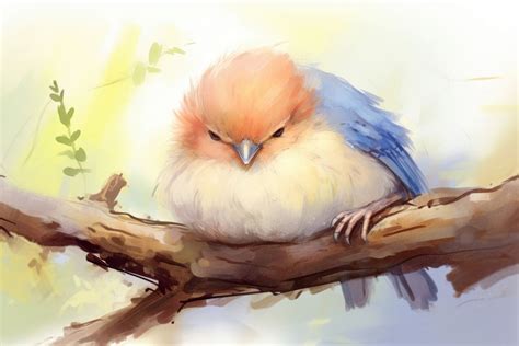 Cute baby bird outdoors drawing | Premium Photo Illustration - rawpixel