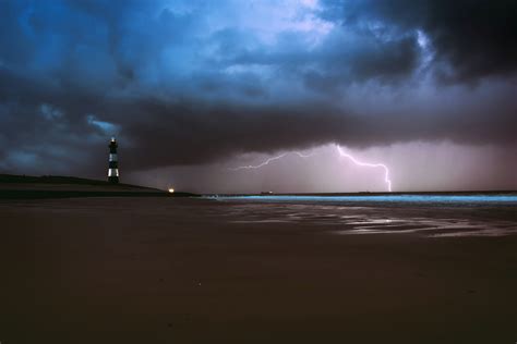 Lighthouse Lightning Sea Ocean Beach Weather 5k, HD Nature, 4k Wallpapers, Images, Backgrounds ...
