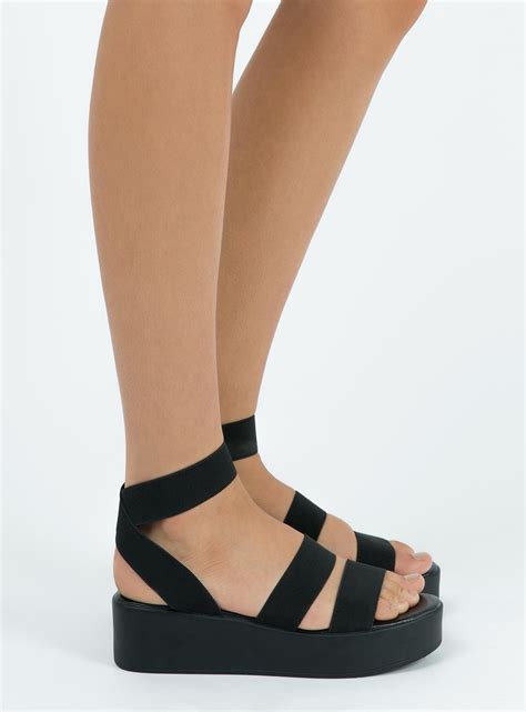 Black Elastic Rafter Sandals – Princess Polly AUS | Women shoes, Casual ...