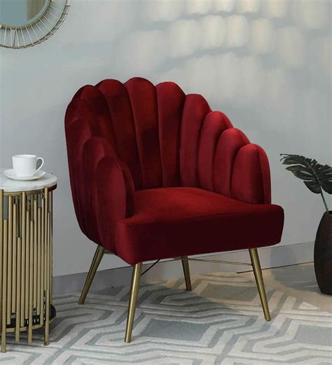 Buy Flora Velvet Barrel Chair in Red Finish at 5% OFF by Casacraft from ...