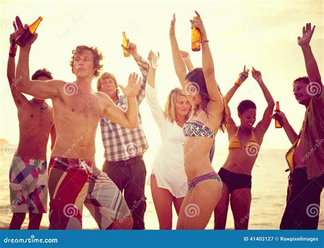 Group of People Party on the Beach Stock Image - Image of friendship ...