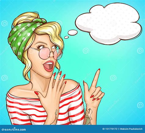 Surprised Blonde Woman Pop Art Vector Portrait Stock Vector - Illustration of glasses ...