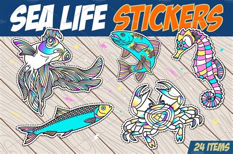 Sea life stickers | Illustrations ~ Creative Market