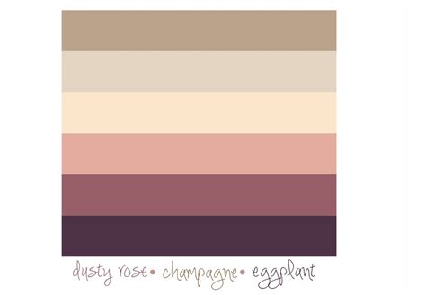 Color Palette. Dusty Rose. Champagne. Eggplant | Champagne color palette, Wedding colors, Dusty ...