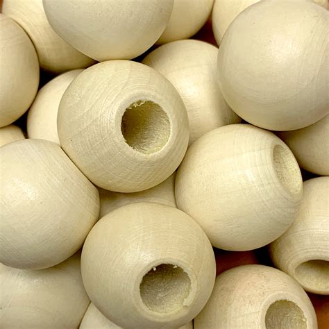 25mm Wholesale Natural Large Round Wood Beads at CraftySticks