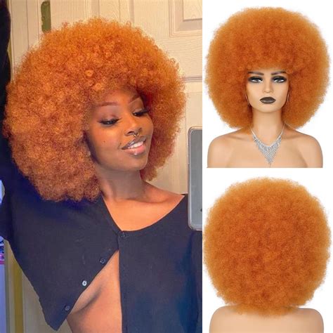 Wallden Hair Copper Red Afro Wigs for Black Write Women Glueless Wear and Go Wig 10 inch Short ...
