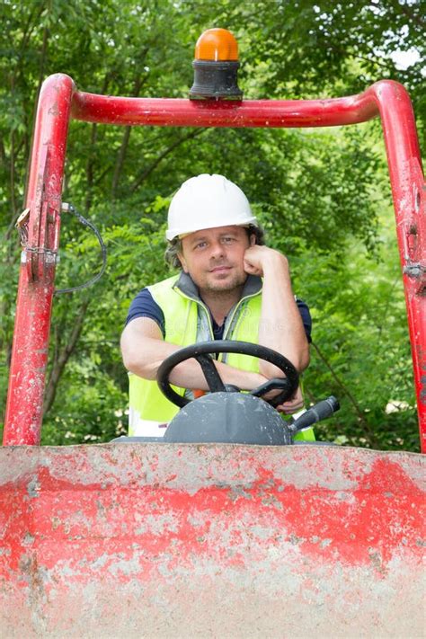 Construction Worker with Forklift Truck Stock Image - Image of operator, hardhat: 129308823