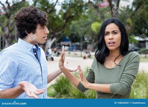 Beautiful Latin Woman Rejecting Man Stock Image - Image of harassment ...