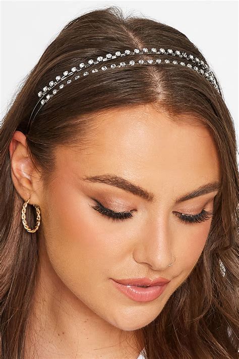 Silver Diamante Double Headband | Yours Clothing