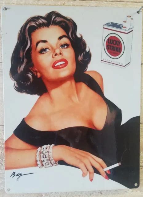VINTAGE LUCKY STRIKE cigarette girl reproduction metal sign $19.99 ...