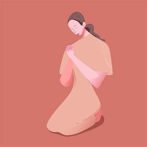 Premium Vector | Flat vector illustration of a woman praying