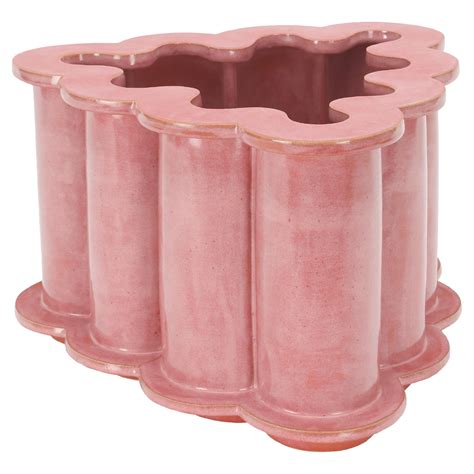 Short Ruffle Ceramic Planter in Marshmallow by Bzippy For Sale at 1stDibs