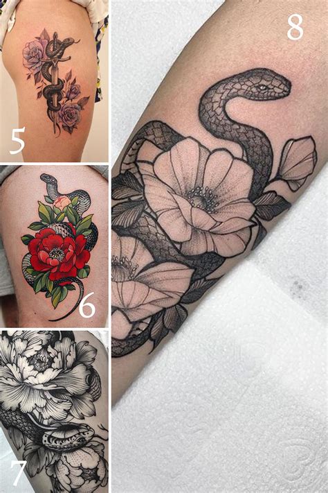 Top 57+ snake flowers tattoo latest - in.cdgdbentre