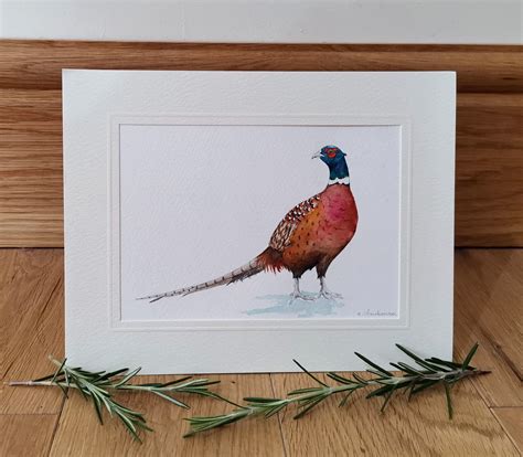 Original watercolour pheasant painting | Etsy