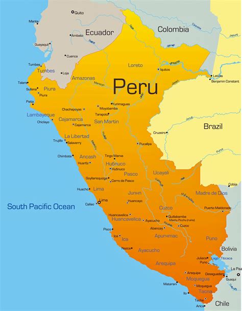 Cities map of Peru - OrangeSmile.com