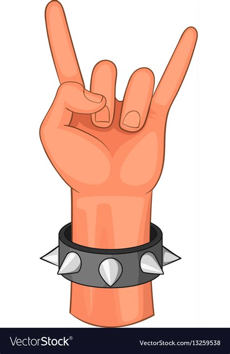 Rock and roll hand sign icon cartoon style Vector Image