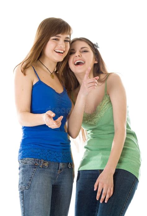 Les Filles Rient Deux D'adolescent Image stock - Image du appréciez, amusement: 8824599